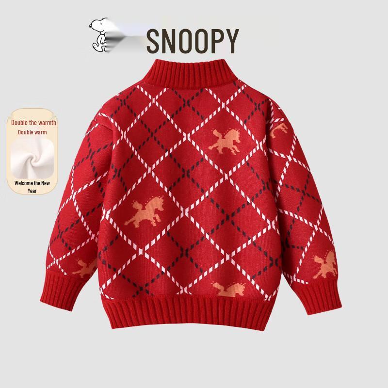 Snoopy Half-High Collar Fleece-Lined Sweater