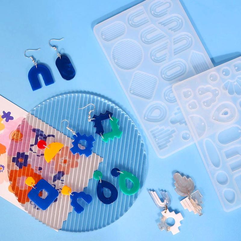 Resin Earring Molds DIY Crystal Epoxy Mold Stripe Shape Homemade Jewelry Silicone Mold for Making Earring Pendant Craft
