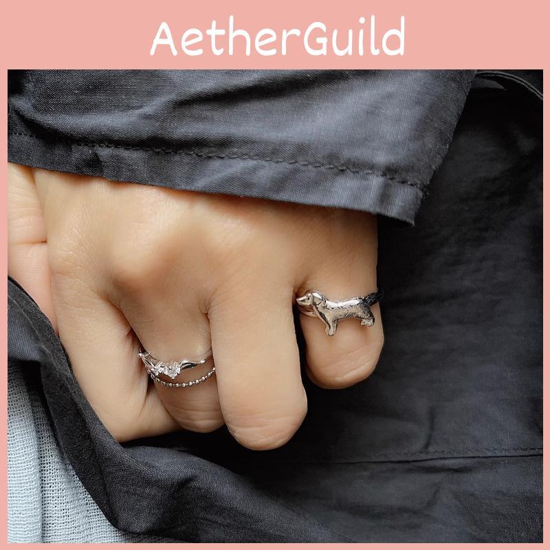Eleganter Kupfer Glückshund Ring für Damen mit schickem geometrischen Stil für 2024