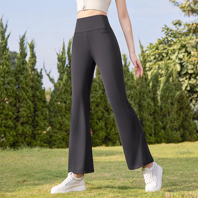 Plus Size Quick-Dry High Waist Micro Flare Pants - Breathable Ice Silk for Summer