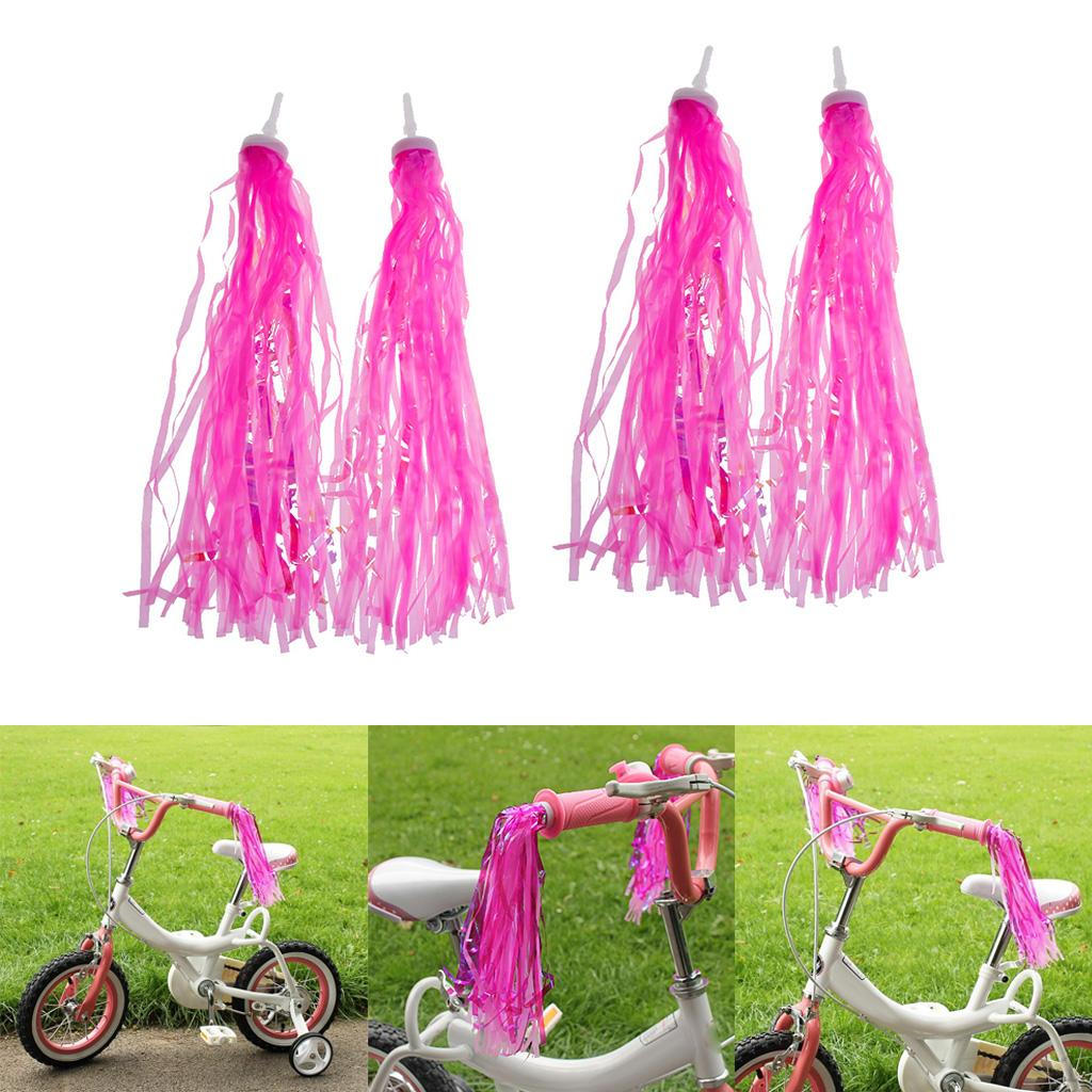 

4x Nylon Handlebar Streamers Bike Handle Bar Tassels Ribbons Accessories - Pink