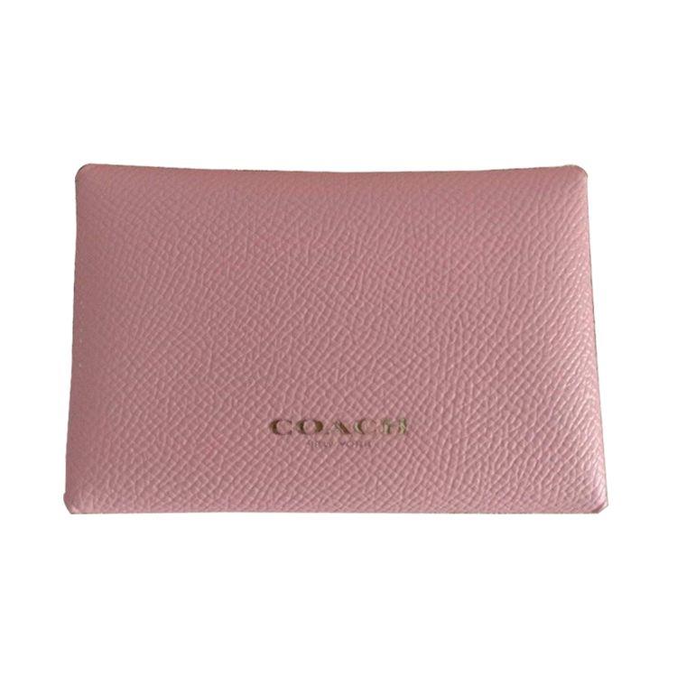 Coach Turnlock 11 Flap Short Crossgrain Leather Card Case Wallet Women Wallet Pink C2419G