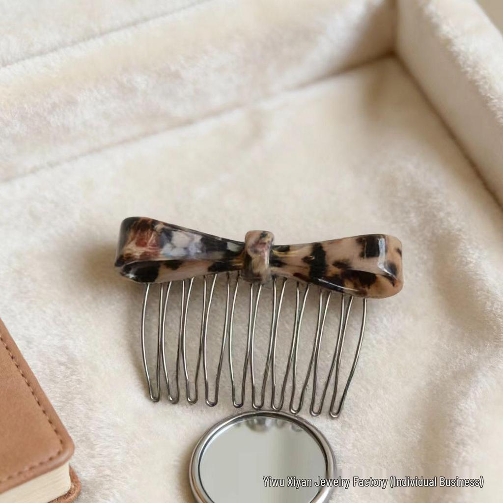 Korean-Japanese Style Acetate Bow Hair Comb for Women – Elegant Hair Bun & Bangs Accessory