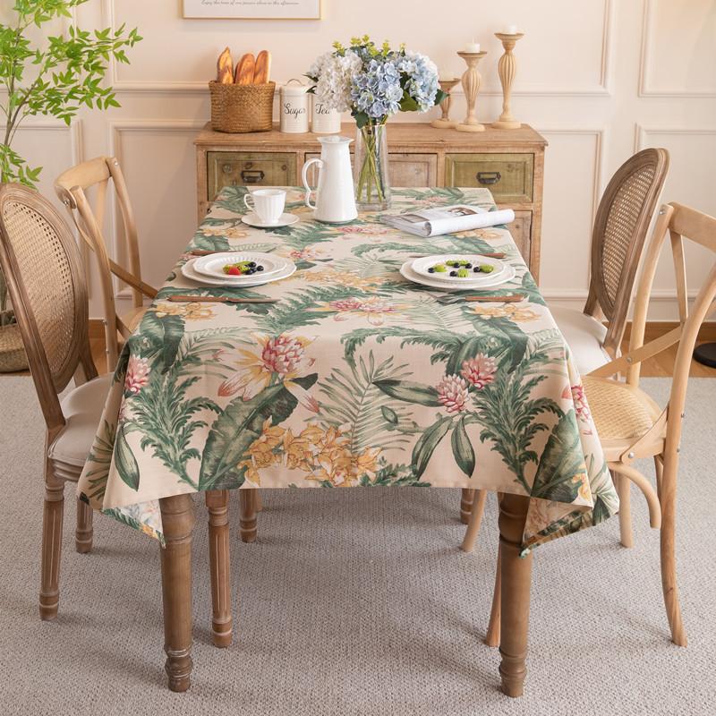 Polyester Digital Printing Color Flower And Bird Tablecloth Rectangular Coffee Table Tablecloth Dining Table Cloth Cover Towel 90x90