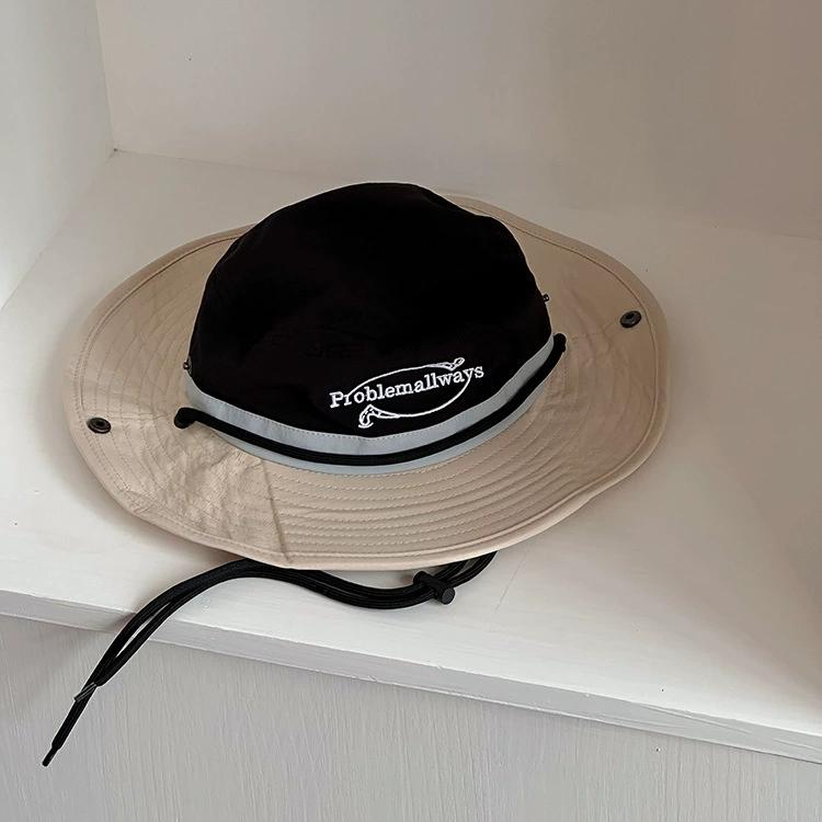 Color matching parent-child bucket hat summer thin big brim sun hat boys and girls baby outdoor camping sun protection hat