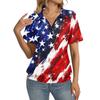 Women's Casual Short Sleeve V Neck Top with Independence Day Print Relaxed Fit Lightweight Blouse for Everyday Wear
