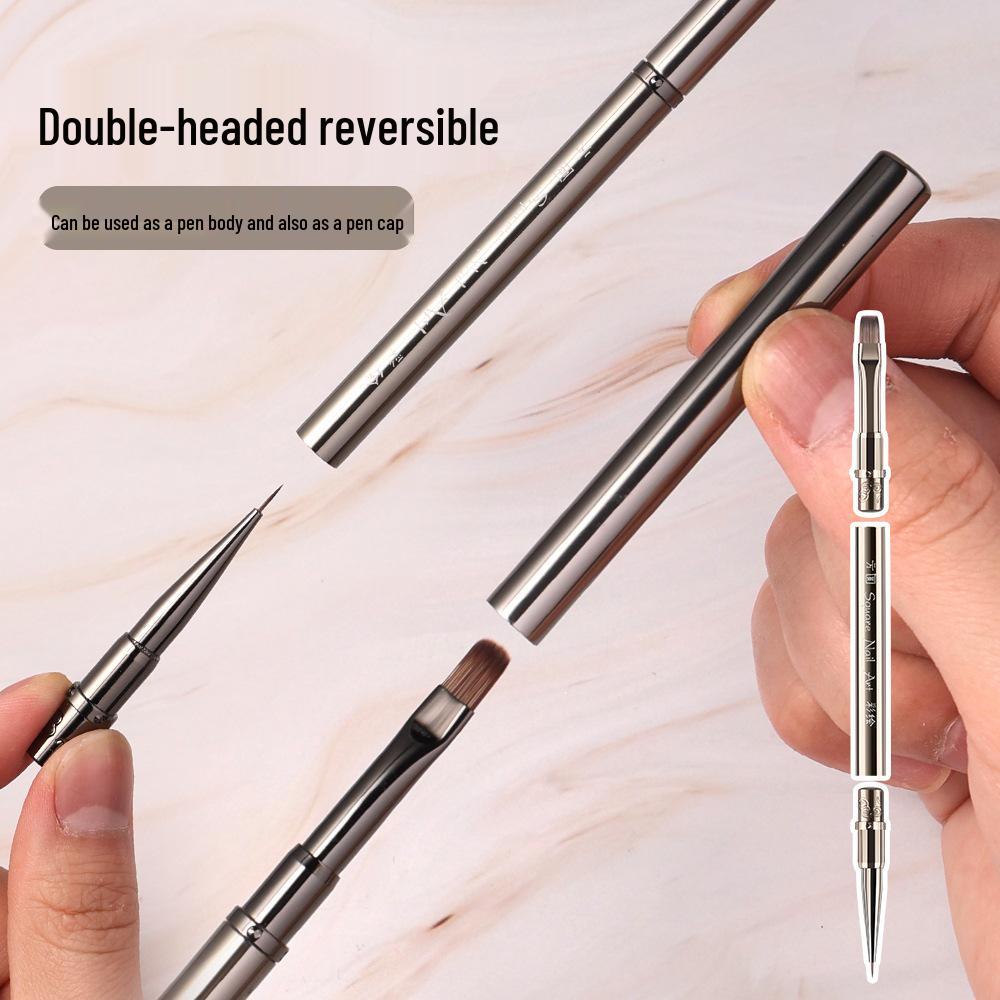 Metalowy długopis wielofunkcyjny do zdobienia paznokci, dwustronny: Liner, Malowanie, Modelowanie żelem, Rozprowadzanie, Przedłużanie