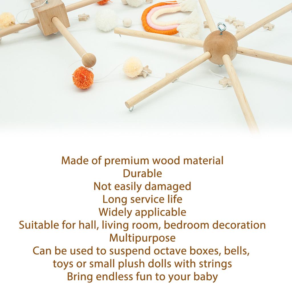 ZK30 Wooden Frame Baby Crib Hanger Spherical Six Legs Baby Wooden Mobile Hanger for Wind Chime Bed Toy Decoration