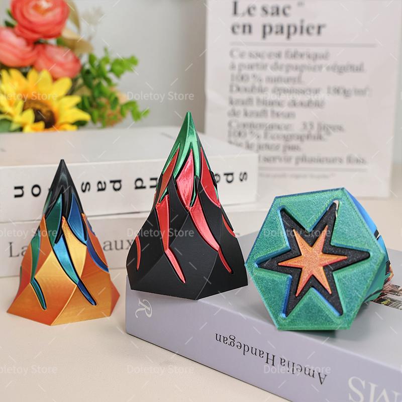 3D Printed Impossible Stone Passthrough Plaything Helix Spinning Pressure Reducing Plaything Pass Through Pyramid Vortex Thread Illusion Plaything