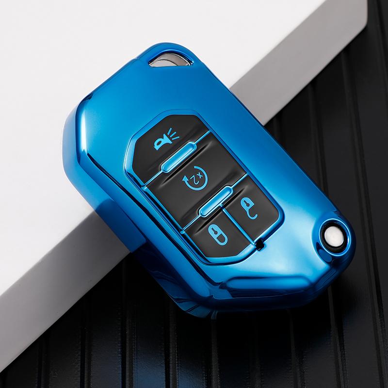 CLW1 Soft TPU Key Shell Fob Holder Cover Remote Protector Case for Jeep Wrangler JL TJ Gladiator JT 2018 2019 Keychain Protector