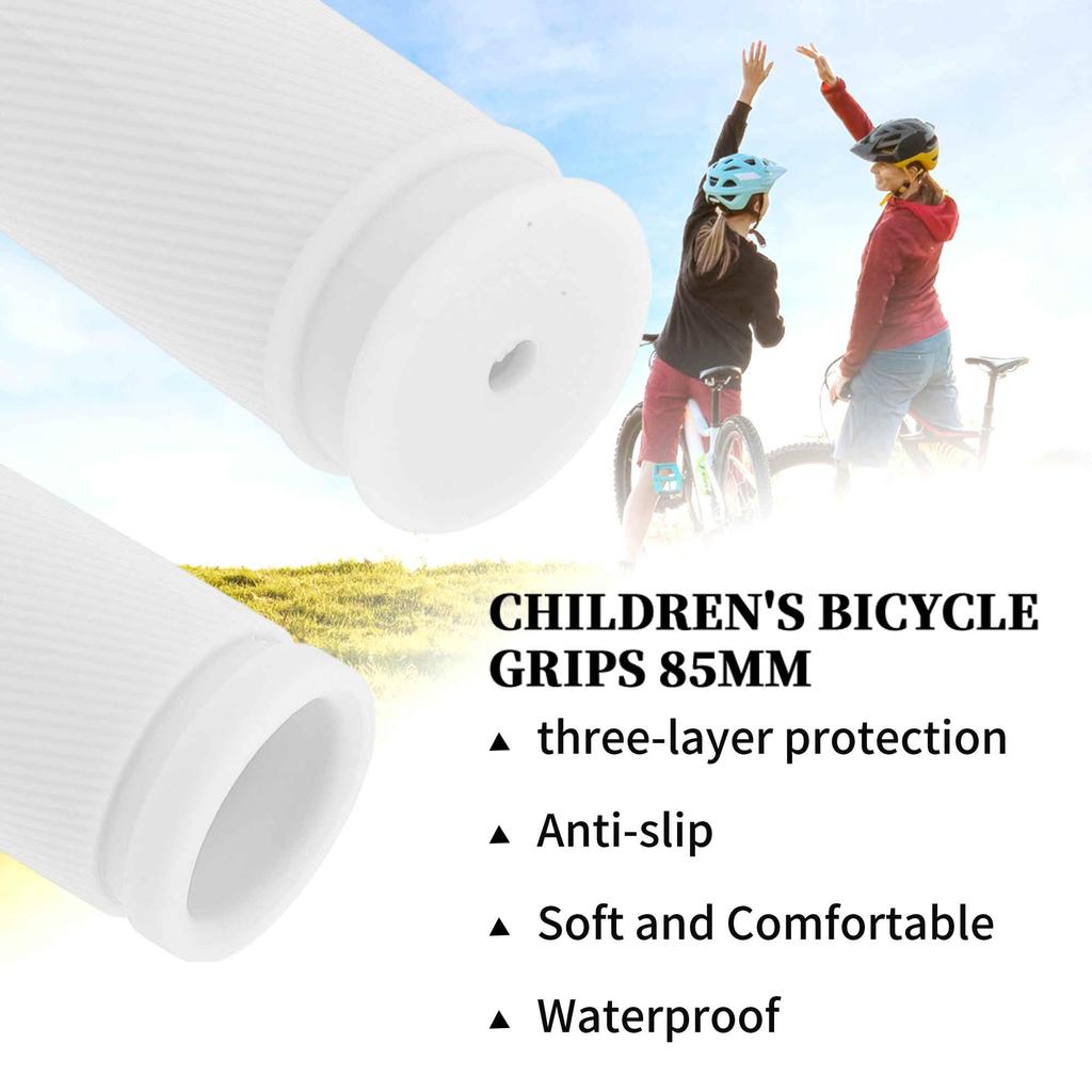 BULLSPANN 2pcs Bicycle Grips 85mm Ergonomic Design Rubber Kids Bicycle