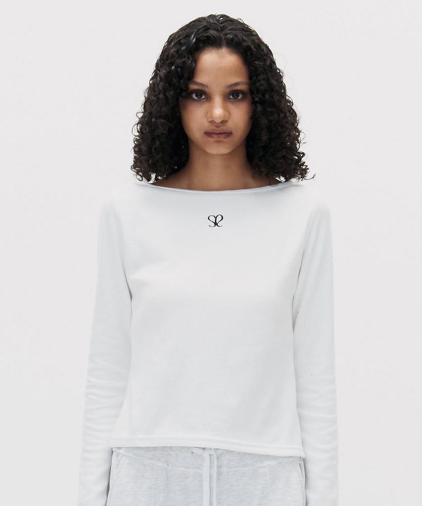 SETSETSET Boat Neck Logo T-Shirt White