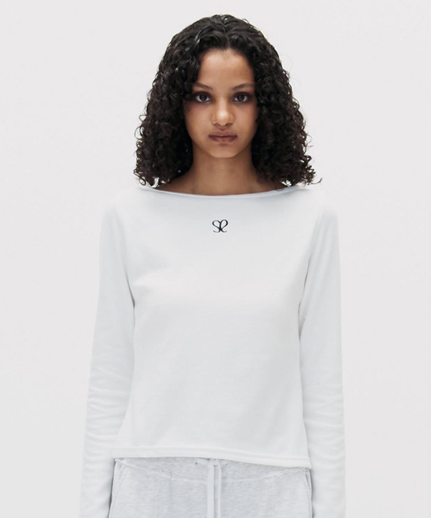 Cecese Boat Neck Logo T-Shirt White [See Detailed Description]/Free
