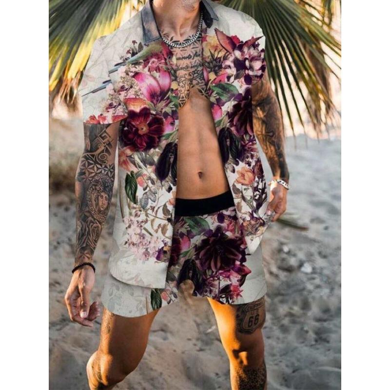 Sommer Herrenhemd Casual Loose Kurzarm Shorts Strandset Shirt & Shorts Combos Herren