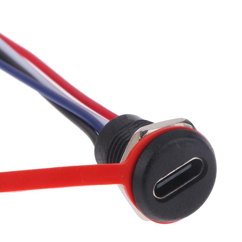 USB TYPE-C Female Type C Waterproof Female Connector Jack USB-C 4Pin High Current Charging Socket With PH2.0 Nut Snap Lock Plate