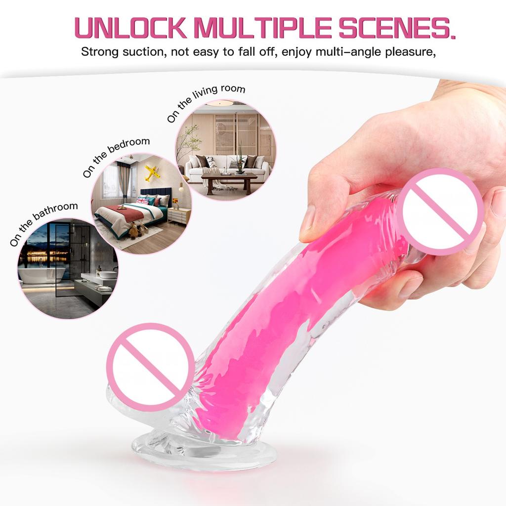 Double-layer Transparent Luminous Dildos Jelly Dick Anal Plug Dilator Sex Toys for Men Women Erotic Clitoris Vaginal Masturbator
