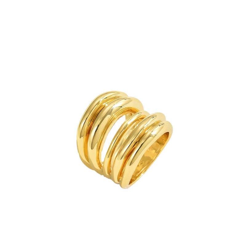 Stainless Steel Metal Multi-layer Line Wide Rings For Women Men Punk Hip Hop Gold Color Shell Geometric Ring Jewelry Gifts