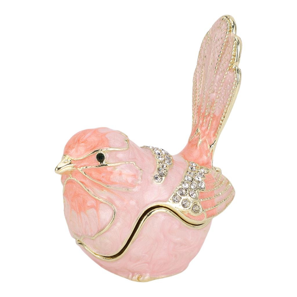 Bird Shaped Jewelry Box Zinc Alloy Enamel Trinket Box Multifunctional Necklace Ring Earrings Storage Box Home Decoration