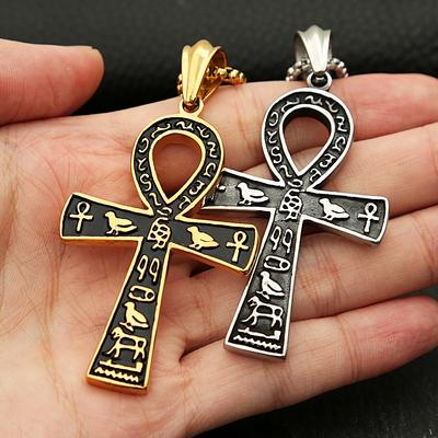 Retro altägyptische Ankh-Kreuz-Anhänger-Halskette aus Edelstahl, Symbol des Lebens, Kreuz-Halsketten, Amulett, Schmuck, Geschenk, Großhandel