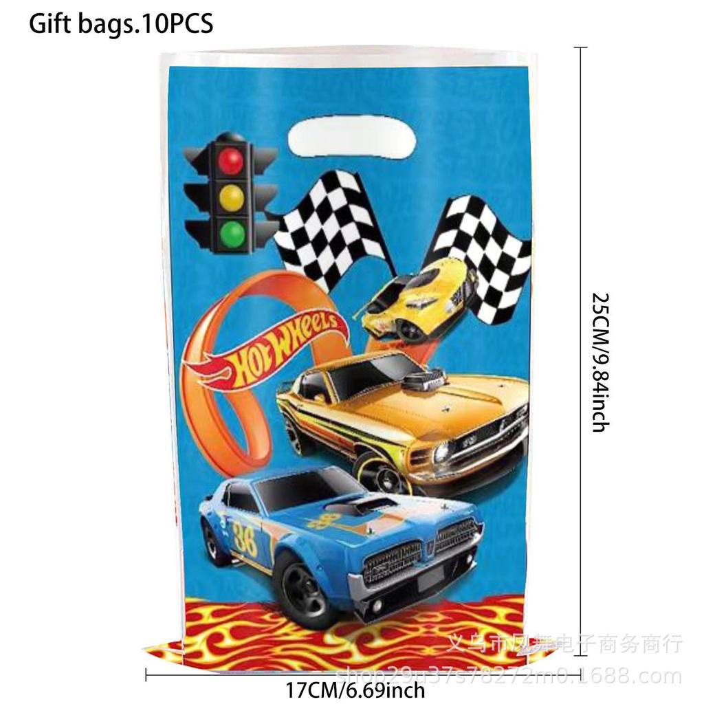 Conjunto de Festa de Aniversário Hot Wheels Racing Prato de Papel Copos de Papel Toalha de Mesa de Papel Bandeirola Topper de Bolo Balões Suprimentos para Feriados