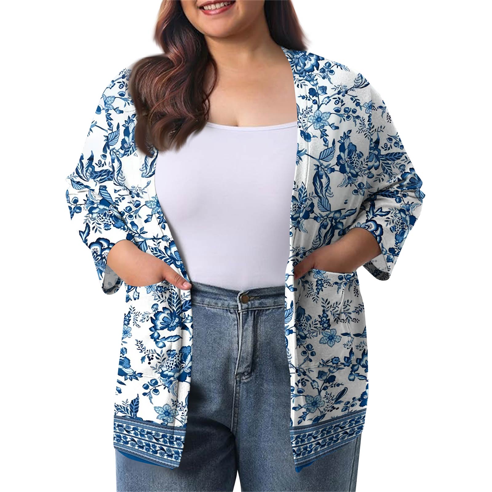 

Женский осенне-зимний модный повседневный однотонный кардиган-жакет длиной до середины бедра с рукавом 3/4 XXXL