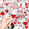 New 50 Red Love Lines Little Man Stickers Cute Healing DIY Hand Account Computer Notebook Stickers