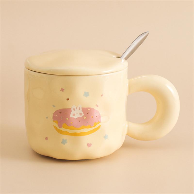 Porcelain Cup Girl Cartoon Multifunction Covered Spoon Practical Cute Water Accessories For Perfect Cup For Hot Drinks Mug
