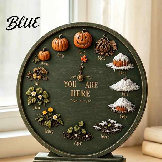 Festive Yard Ornaments Season Clock Decor Round Month Calendar Wooden Seasonal Farmhouse Perpetual Thanksgiving Garden