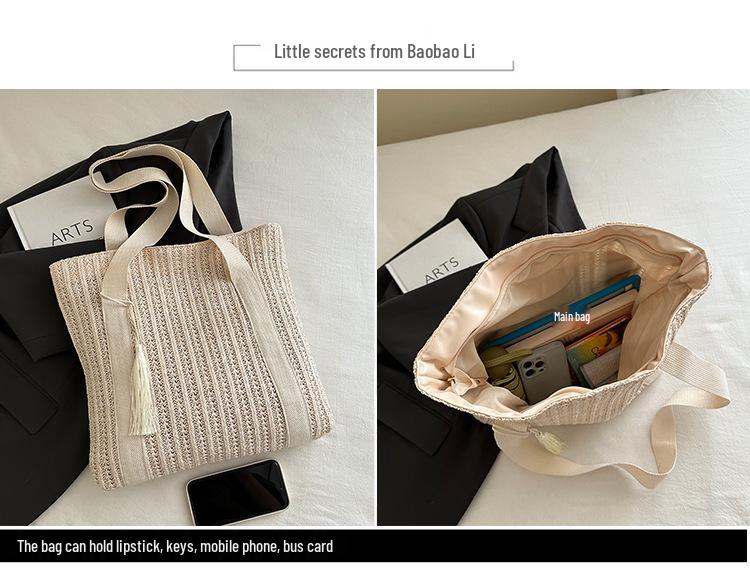 Woven Straw Crossbody Shoulder Bag - Large Capacity, Casual & Versatile Women's Summer Handbag