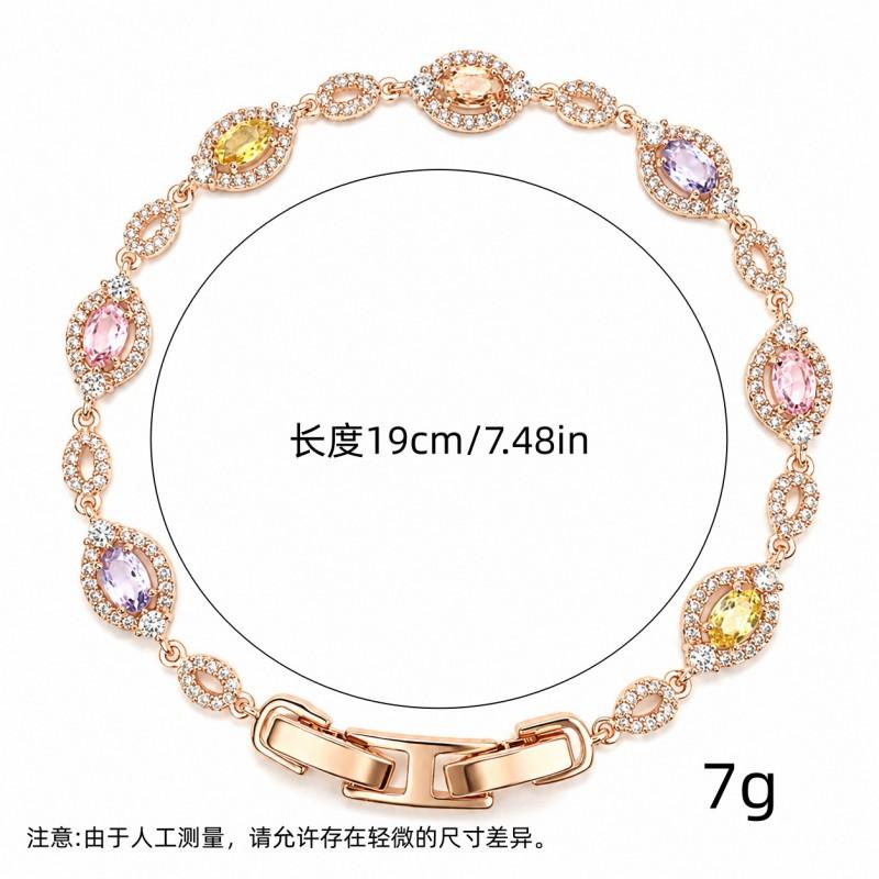 Dopamine Zircon Crystal Drop Pendant Bracelet Women Minimalist Elegant Adjustable Copper Chain Jewelry Zircon Gold Plated