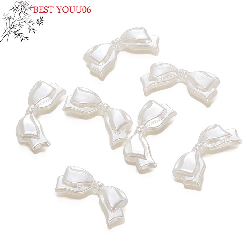 (YOUU06)10Pc White Bowknot Bow Acrylic Bead Loose Spacer Charm Bead For Jewelry Making Set DIY Bracelet Necklace Accessory