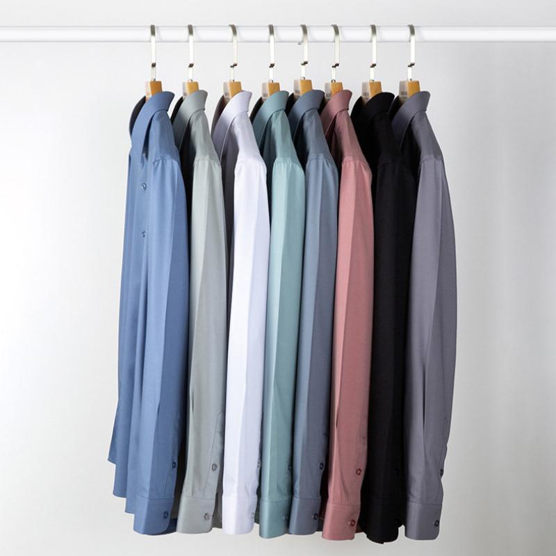 Camicie da Uomo di Alta Gamma, Serie Uomo Seta di Gelso, Camicie Casual a Maniche Lunghe, Drappeggio Estivo Ghiacciato, Camicie Senza Stiro