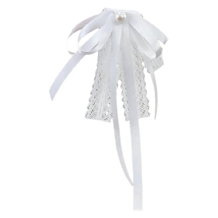 Necktie Bowtie Lace Ribbon Brooch Pin for Women and Girls Pearls Bowknot Brooch Lapel Pin Shirt Jabot Collar Corsage
