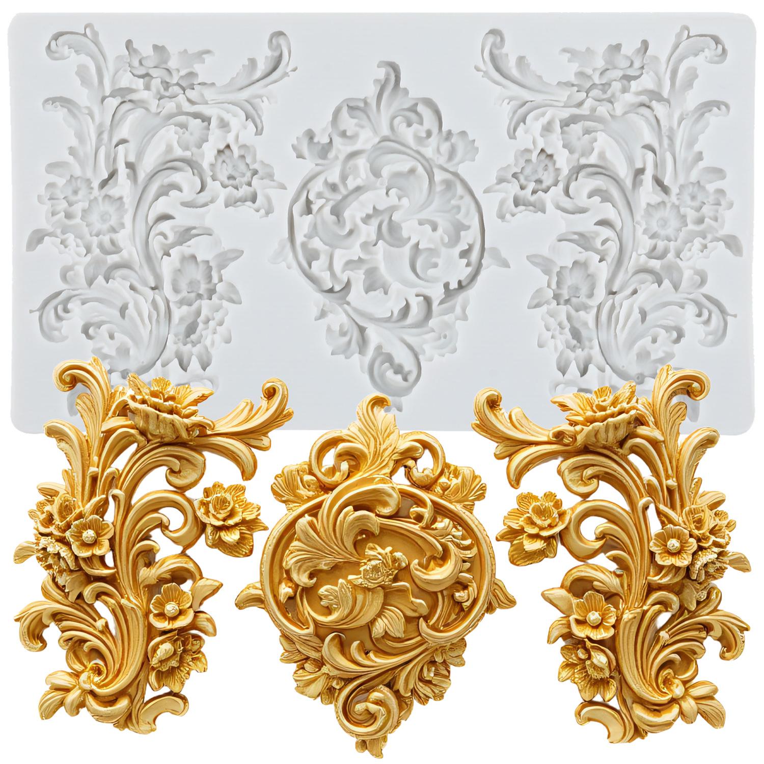 

Барокко Силиконовые формы Завитки Свиток Кружево Форма для мастики Инструменты для украшения торта Топпер для кекса Шоколадные конфеты Ручная работа Паста из жевательной резинки Полимерная глина серый