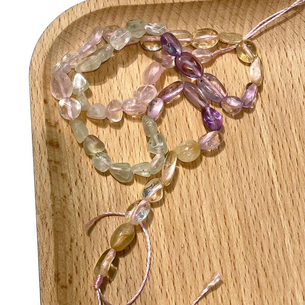 1 Strand Natural Color Fluorite Flat Tumbled Beads 7×10mm 38cm Irregular Loose Stone Beads For DIY Necklace Bracelet Jewelry Making