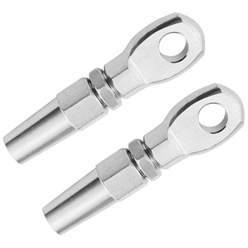 2Pcs Marine Grade 316 Stainless Steel Swageless Eye Terminal Wire Cable Rope Diy Fitting Rigging Hardware Balustrade Kit
