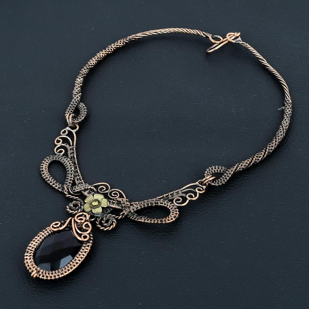 Amethyst Necklace Handmade Jewelry, 999 Copper Wire Wrapped Necklace Designer Gemstone Jewelry Adjustable Chain Necklace Gift For Mom