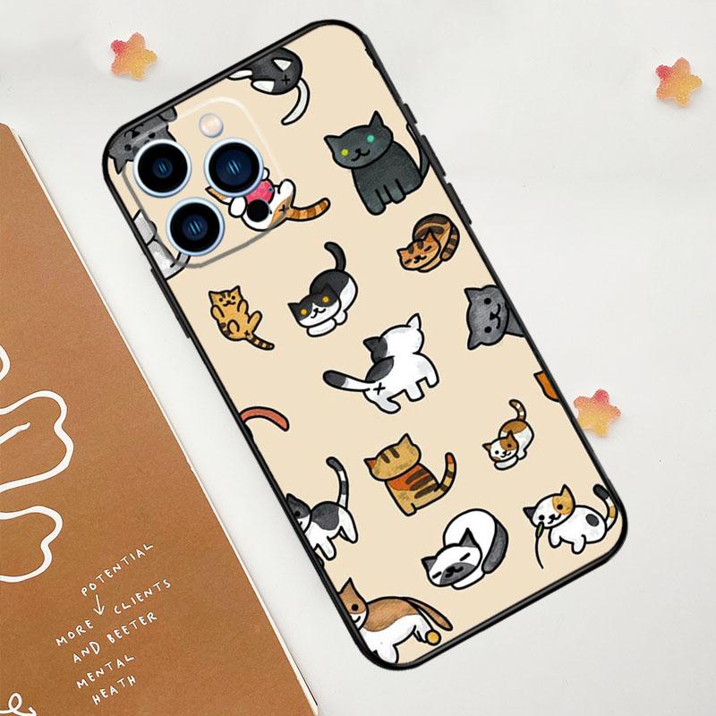 Funny Cute Cats Case For Apple iPhone 12 13 Mini 11 14 15 16 Pro Max Plus X XR XS Max Coque