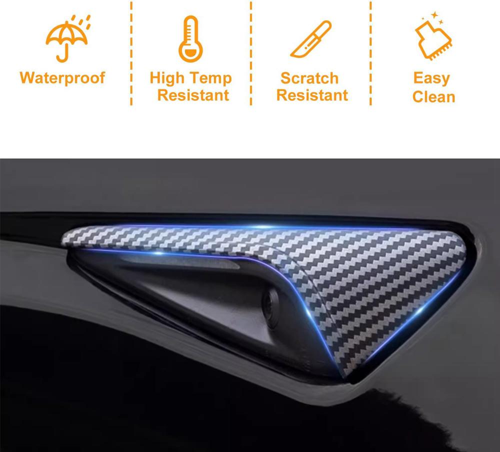 Blinker-Kamera-Zierblende für Tesla Model 3 Y 2026 2026 Zubehör Seiten-Kotflügel-Schutz ABS Matt Karbonfaser-Muster