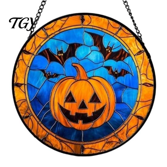 Waterproof Outdoor Branch Decoration Retro Halloween Pendant, Ghost/Bat/Spider Web/Pumpkin Head Print, Dark Theme Holiday Decor Vintage Acrylic