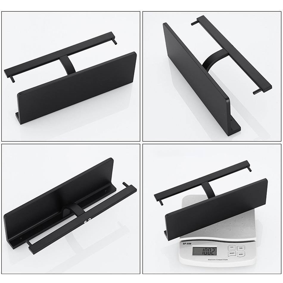 Double Paper Holder with Shelf Black Grey Aluminum Wall Mounted Bathroom Kitchen WC Paper Towel Roll Rack Storage Tissue Holder