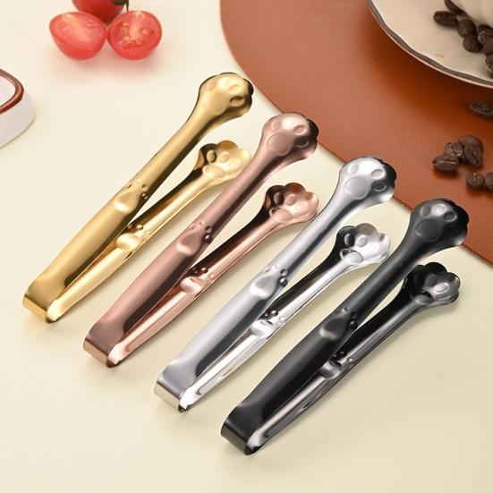 Jijijing Stainless Steel Clip Tongs, Cat Paw Shape, Durable Kitchen Utensils, Heat Resistant Appetizer for Snacks Dessert Ice Candy