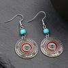 Vintage Bohemian Drop Dangle Earrings For Women Long Crystal Flower Hollow Geometric Enamel Ethnic Boho Wedding Earrings Jewelry