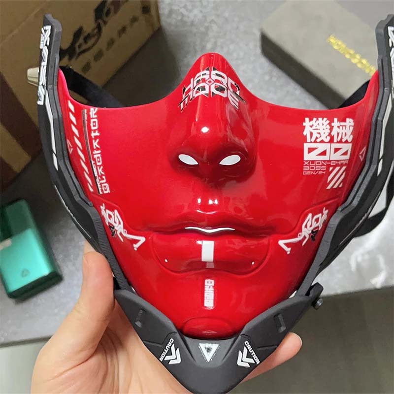 Cyber Punk Half Face Mask Mechanical Soldier Mask Cosplay Costumes Halloween Carnival Comic-Con Mask Party Bar Coser Props Gift