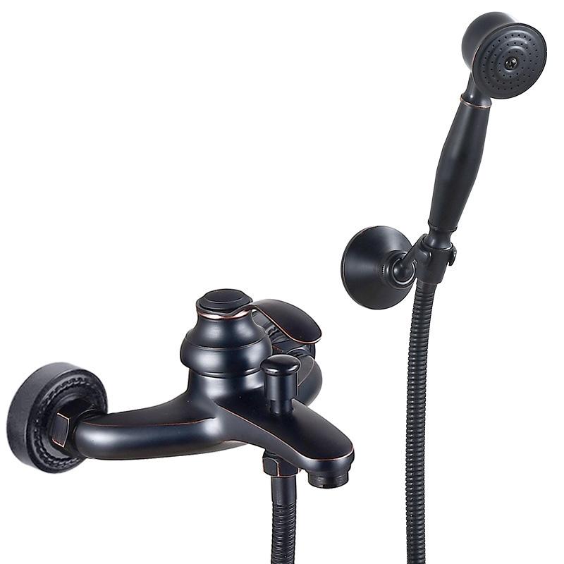 European Style Bathroom Shower Faucet Copper Brass Shower Set with Hand Shower Bathtub Mixers Taps Crane