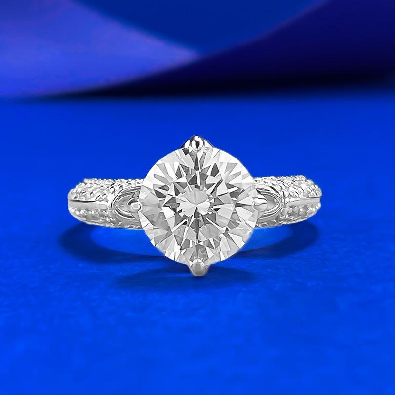 Jewelry Pure 2.5 Carat Court Diamond Ring For Women'S Wedding Simulation Diamond Ring For Gifts