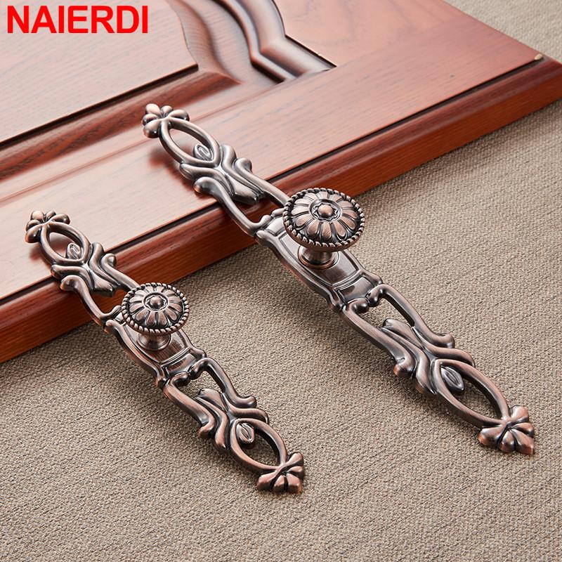 NAIERDI White Rose Flower Kitchen Cabinet Handles European Zinc Alloy Bronze Door Handles Drawer Knobs Furniture Hardware