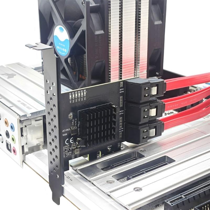 PCIE 1X/4X SATA3.0 Controller Card 6 Port 6Gbps PCIE SATA3.0 Expansion Card PCIE to SATA3.0 Controller PCIE GEN3 RTL9100VB Chip