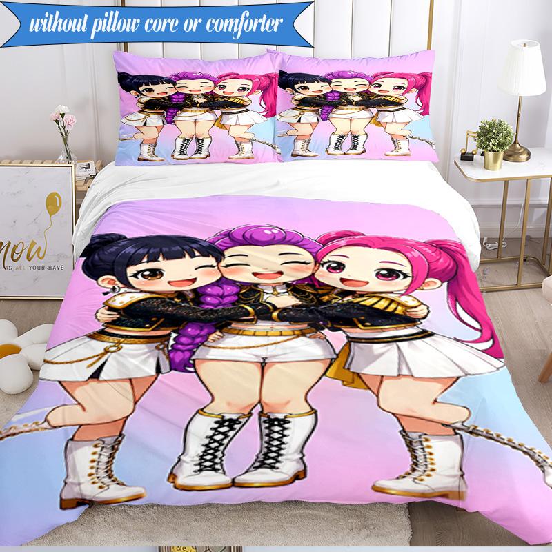 3PCS Kpop Demon Hunter Starlight Adventure Bedding Set 2D Printing (Includes 1 Duvet Cover + 2 Pillowcases Coreless), Bedroom decor,Fan gift