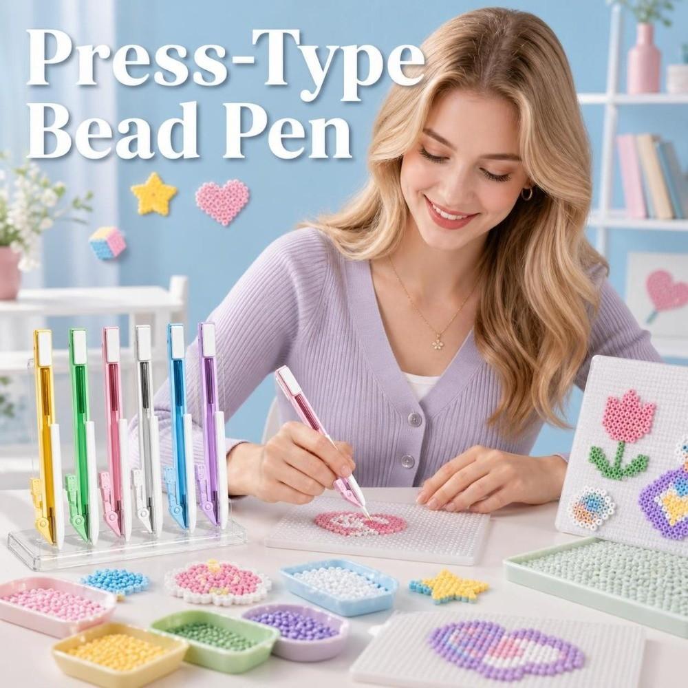 Efficient Press-Type Fuse Bead Pen 2in1 Automatic Bead Dispenser Storable Bead Pen  Kids Toys